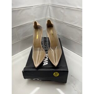 Fashion Nova Clear Wedge Heels Nude Playdate Style‎ Size 8.5